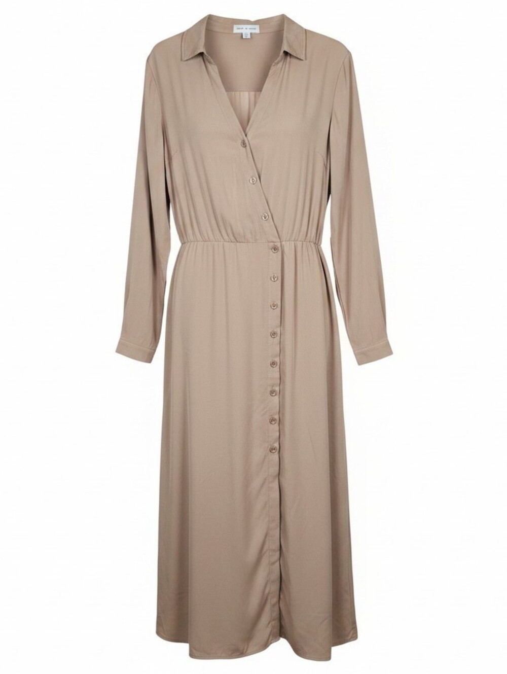 CLOTH & STONE | EcoVero Chocolate Brown Tan Button Front Maxi Shirt Dress | M